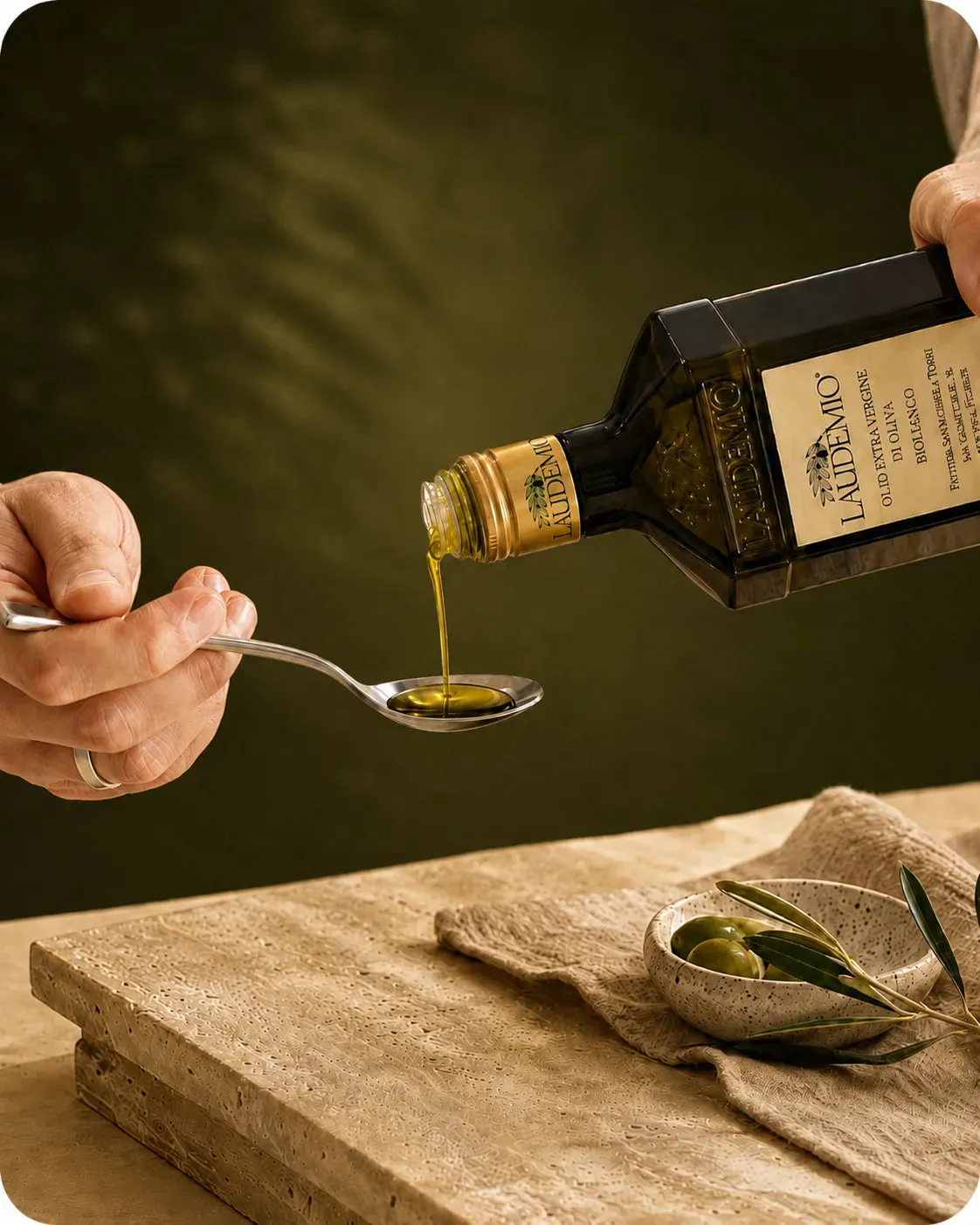 Laudemio poured onto a spoon